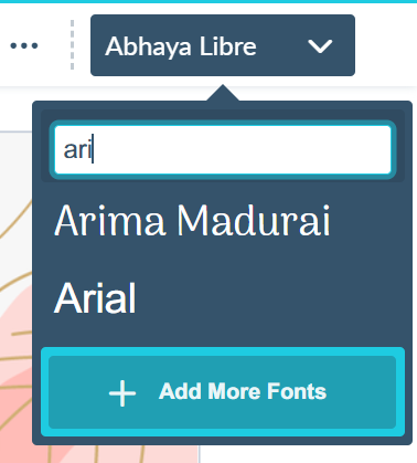 Searching the font list by alphabetical letter in the editor