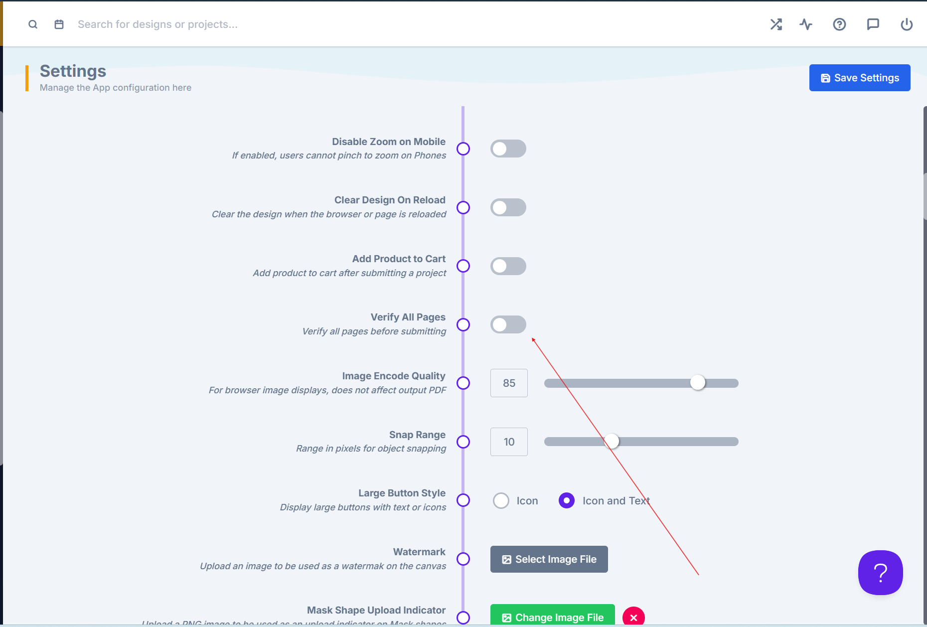 The verify all pages option on the PitchPrint settings page