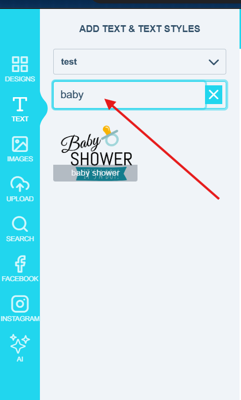 The search input for finding text art by title or tag in the editor