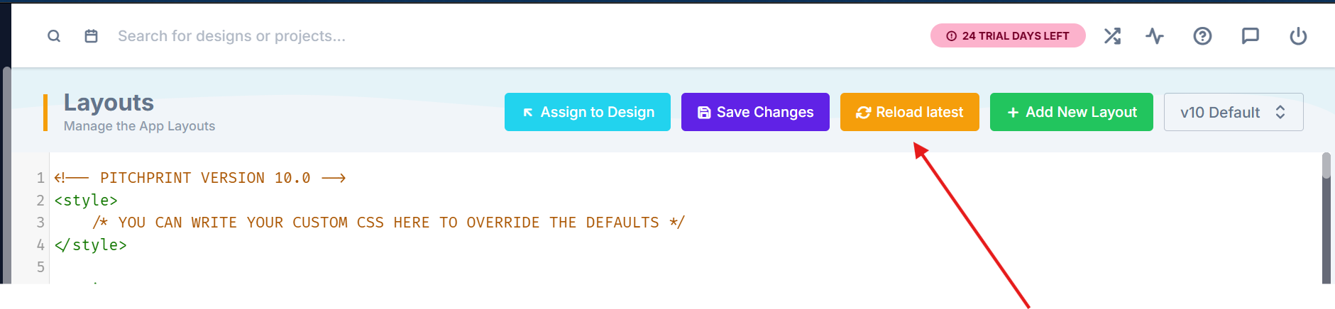 Reloading the latest layout version on the admin Layouts page