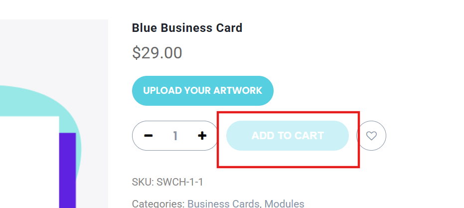 The Add to Cart button inactive before a file is uploaded via the file uploader