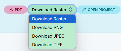 The Download Raster dropdown showing the TIFF file format option