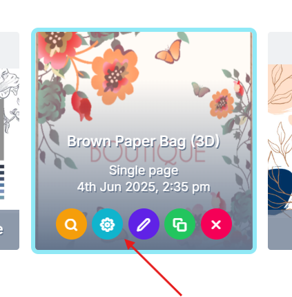 Opening design settings from the Designs page to enable automatic mask filling