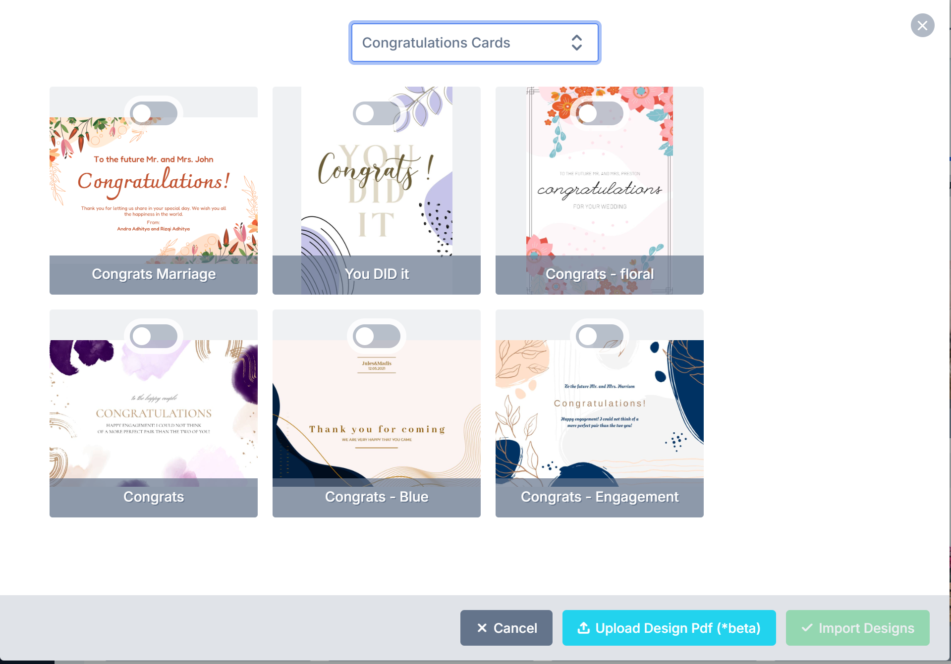 Congratulations Cards templates in the Templates Library