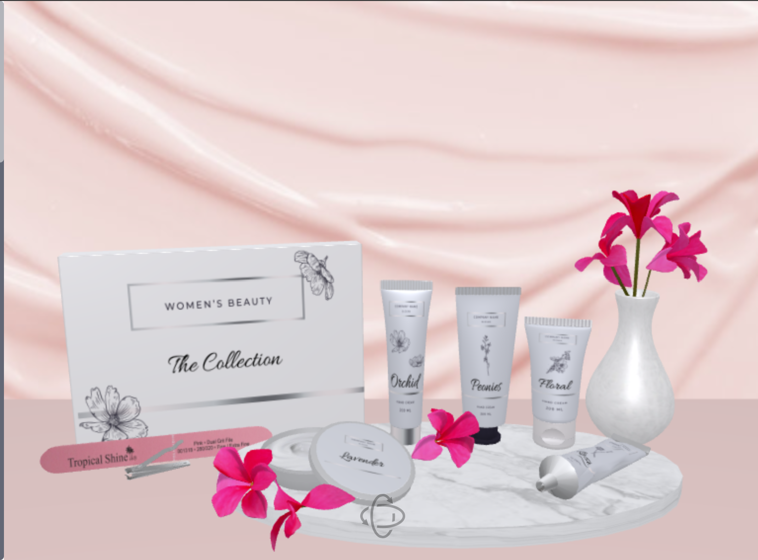 A 3D hand cream scene from the new PitchPrint scene library