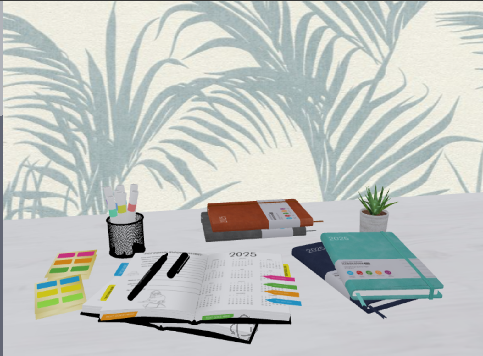 A 3D hardcover diaries scene from the new PitchPrint scene library