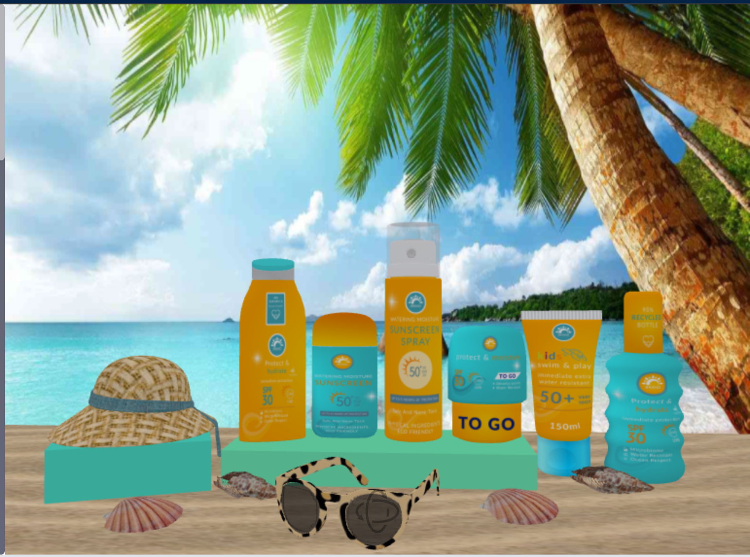 A 3D sunscreen scene from the new PitchPrint scene library