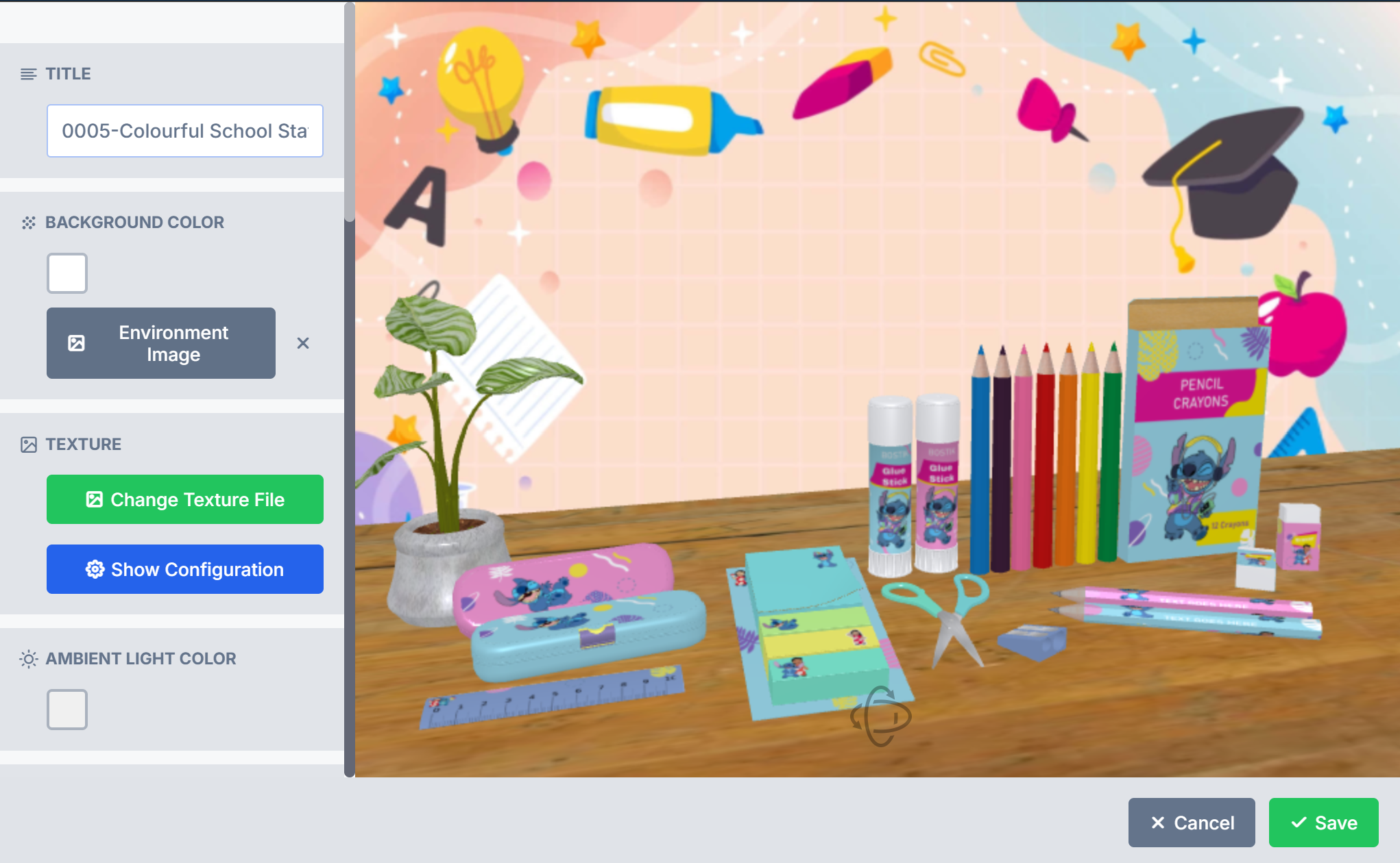 An eighth new 3D scene in the importable asset library