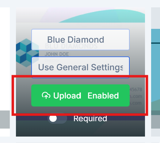 The Product Upload option turned on for a product in the admin Products tab