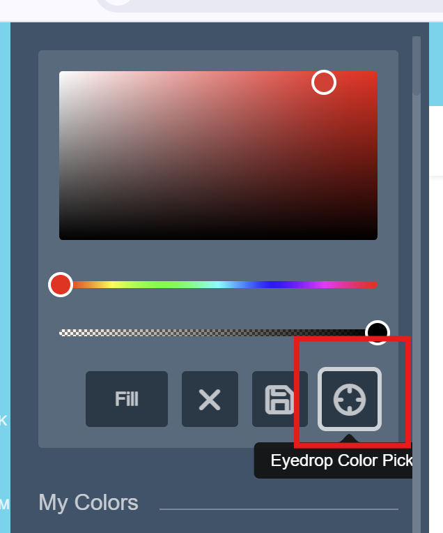 The eyedropper icon in the editor color menu