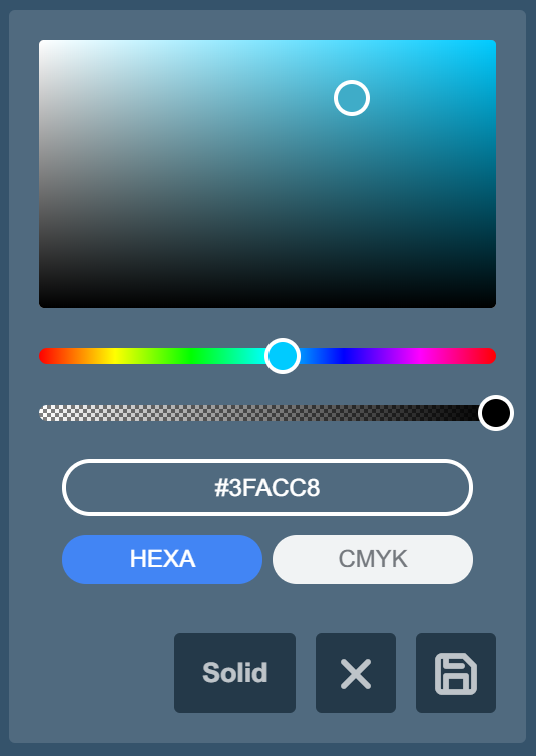 Typing a custom Hex or CMYK color value while designing