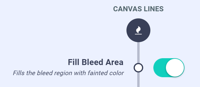 A bleed area filled with a lighter transparent shade of the bleed line color