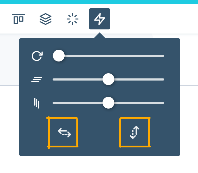 Vertical and horizontal flip controls for a shape or image