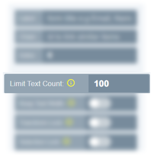 An admin setting a text limit on a Text item