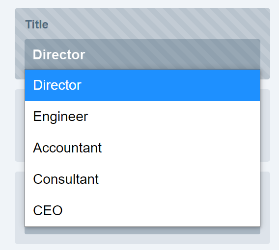 The same Textfield shown to customers as a drop-down of preset values