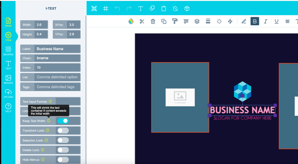 Text enlarged and pushed off the canvas when Keep Text Width is enabled