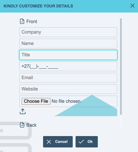 The customisation form replacing canvas images with newly uploaded ones