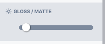 Sliders for setting matte or glossy finish on a 3D model's meshes