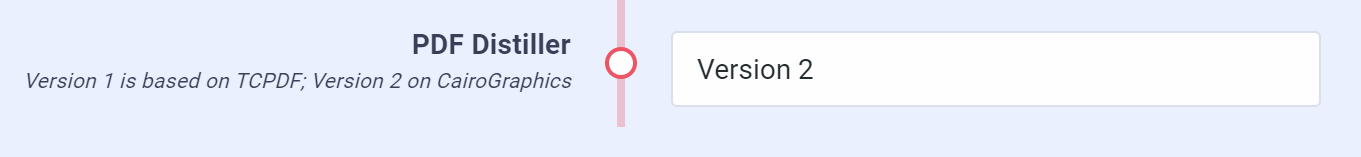 Selecting Version 2 in the PDF Distiller option box in settings
