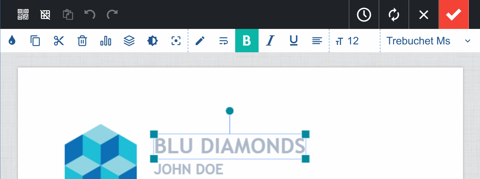 The context menu docked to the top of the designer instead of floating