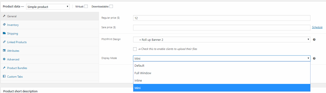 Setting a product's display mode to Mini