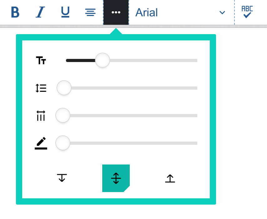 Text anchor, character spacing and text case controls in the sticky context menu