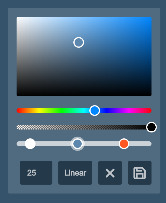 A linear gradient colour fill applied in the editor