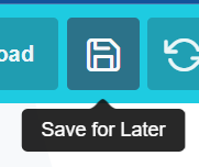The save for later button inside the PitchPrint editor on a website