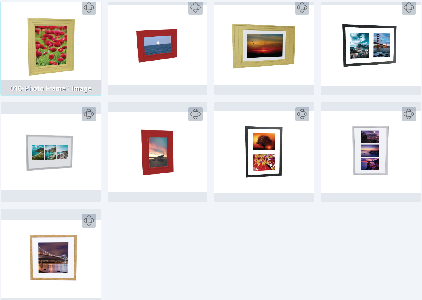 3D photo frame models in the PitchPrint 3D studio