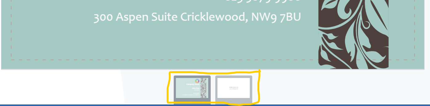 The design navigation thumbnails in the editor
