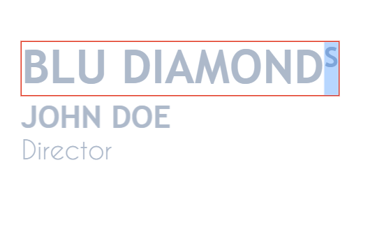 A text element after superscript formatting has been applied