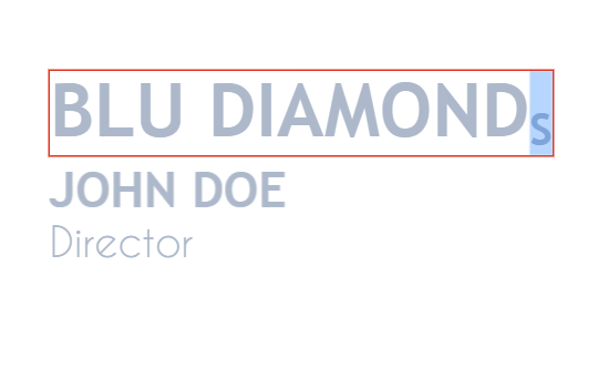 A text element after subscript formatting has been applied