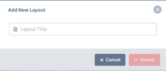 The new layout form with a title field and submit button