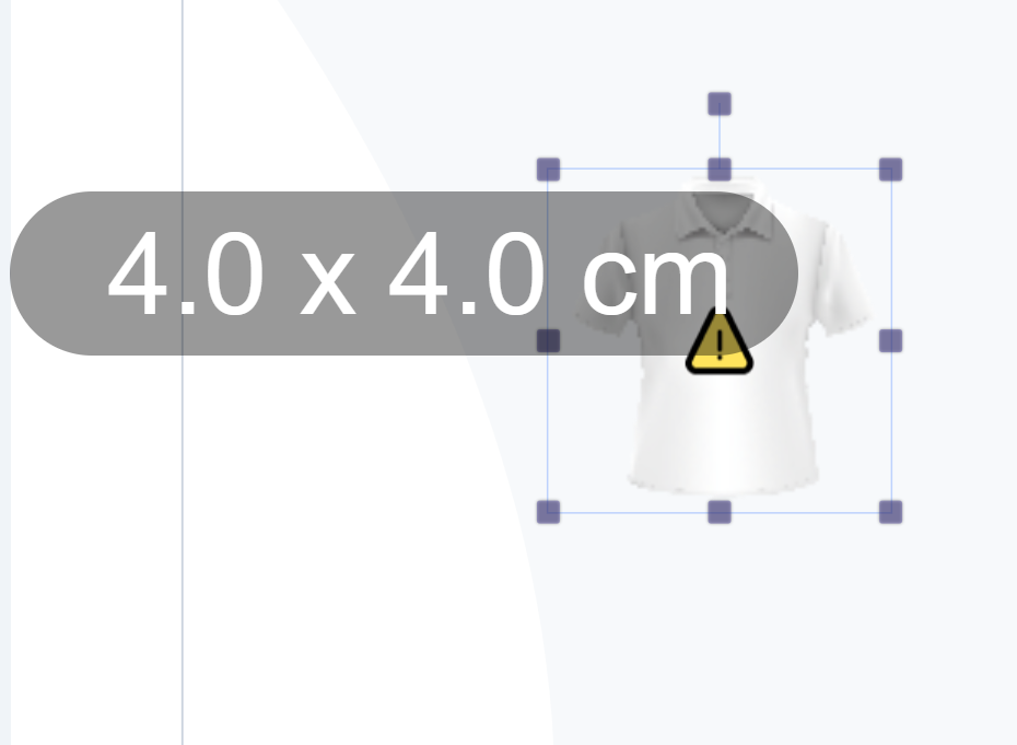 An item on the canvas displaying its dimensions while being resized
