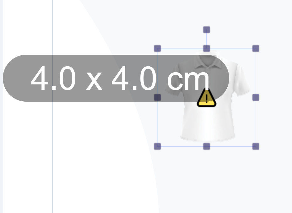 An item on the canvas displaying its dimensions while being resized