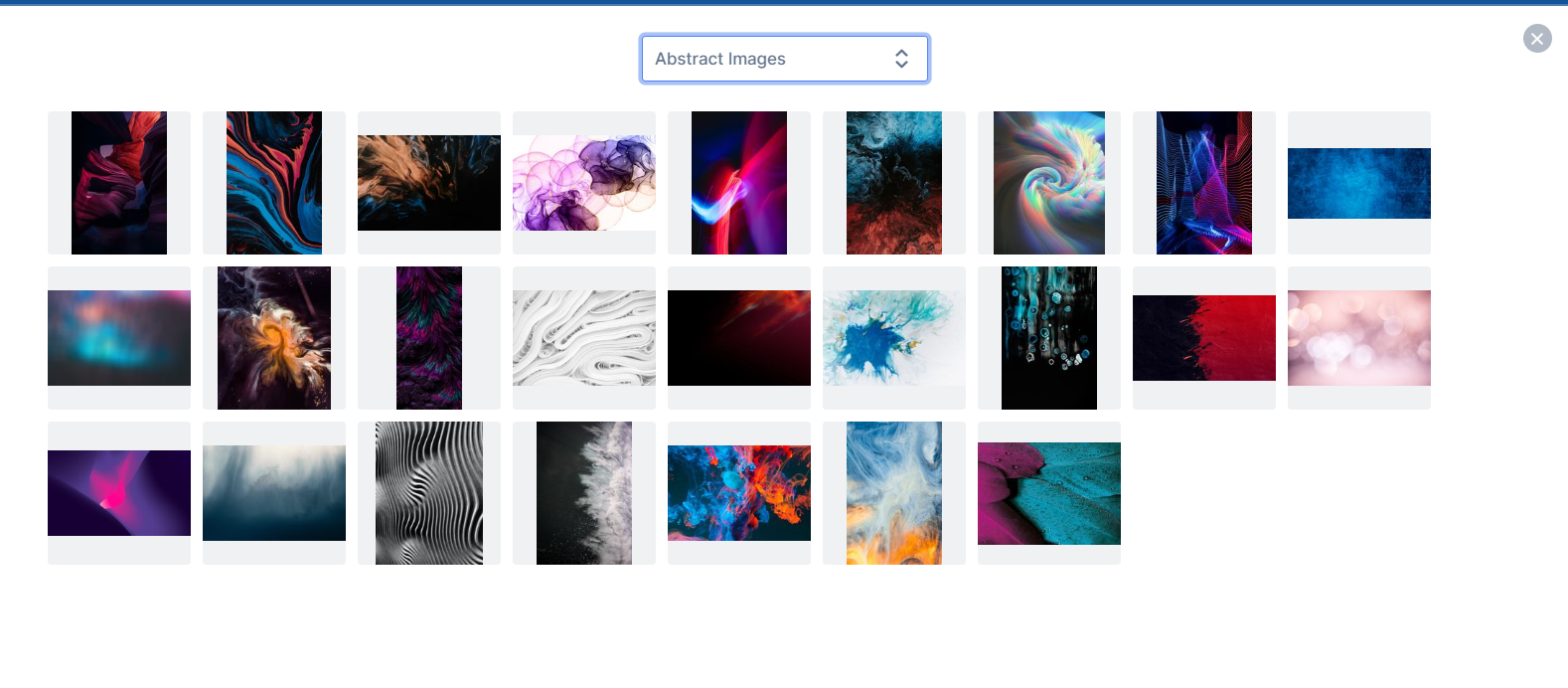 Thumbnails from the newly added background and picture categories, first set