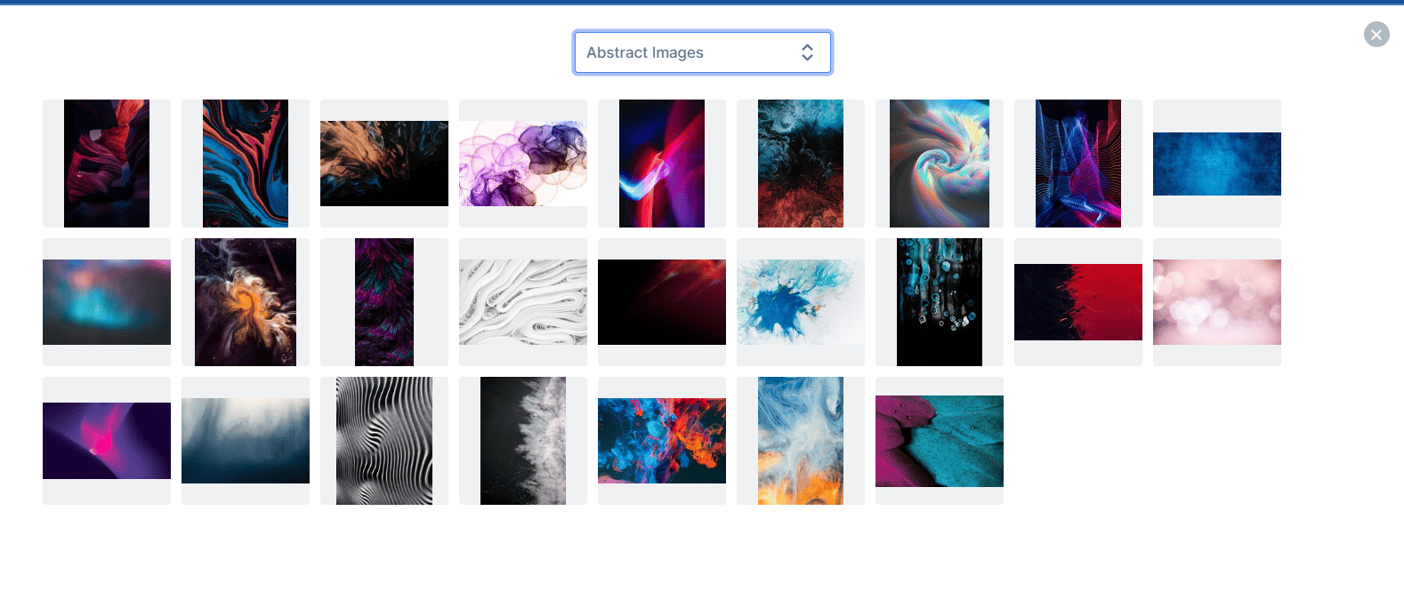 Thumbnails from the newly added background and picture categories, first set