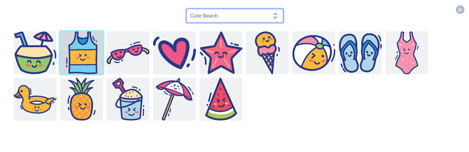 Thumbnails from the newly added background and picture categories, fourth set