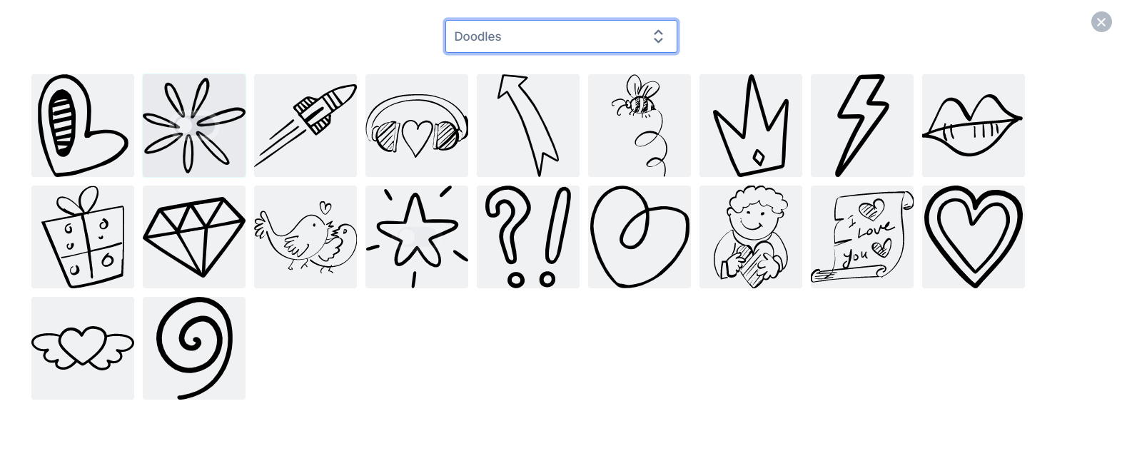 Thumbnails from the newly added background and picture categories, sixth set