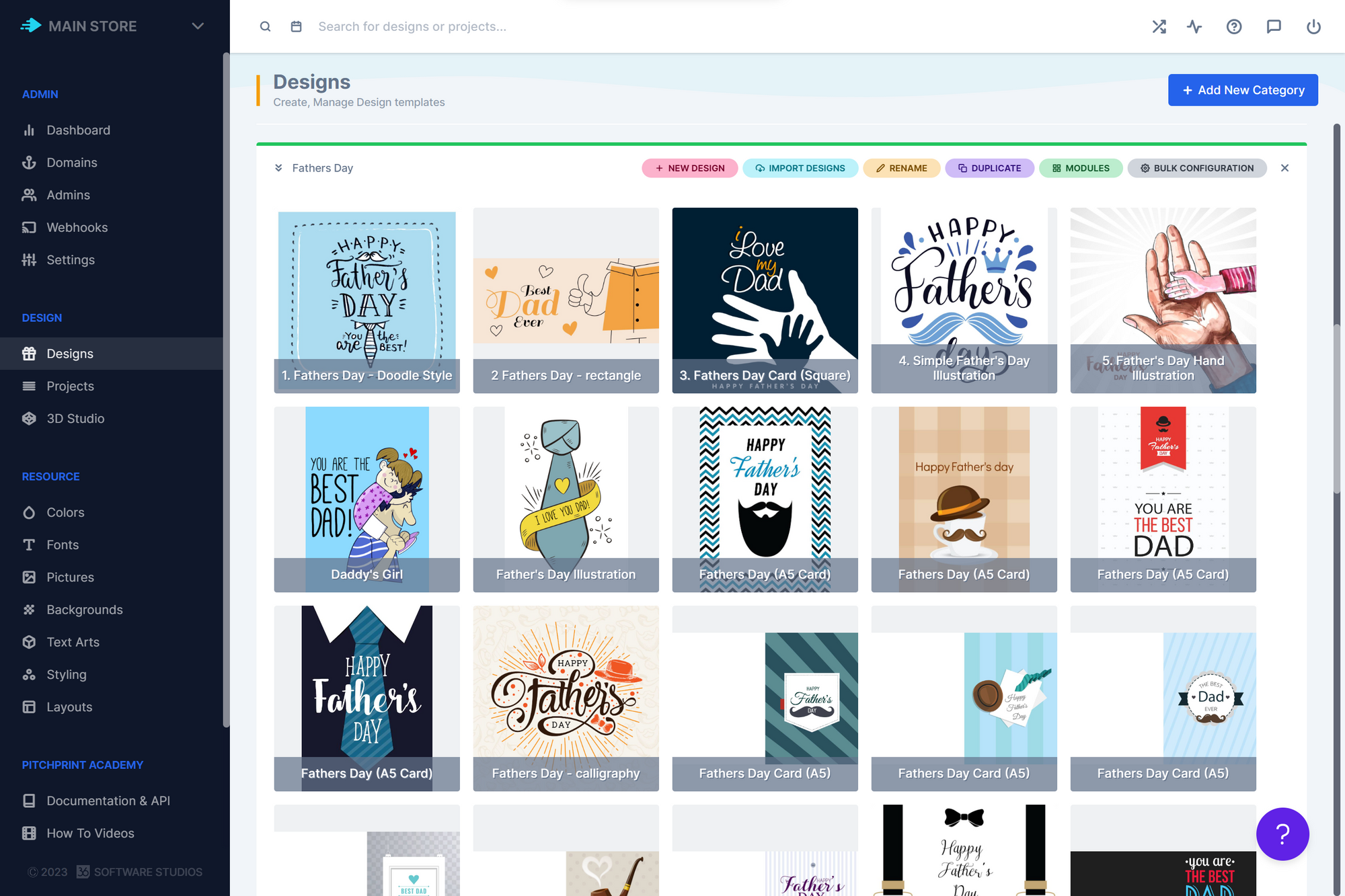 Further new backgrounds admins can choose from when creating designs
