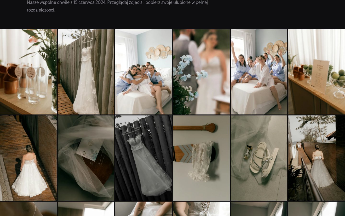 Photo grid in the client gallery