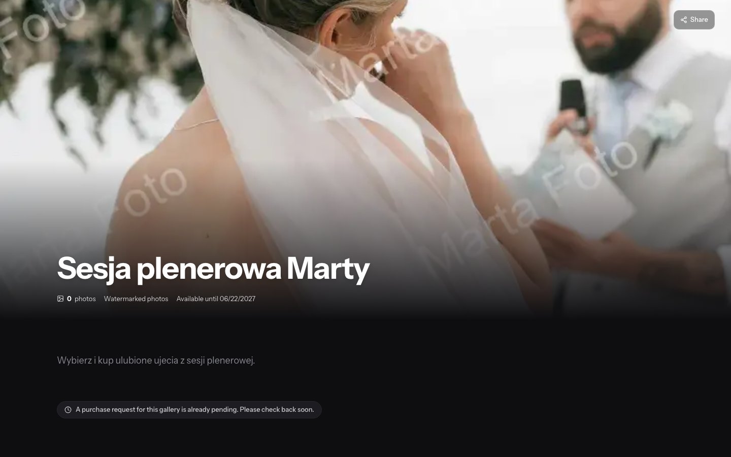Paid gallery with watermarked photos