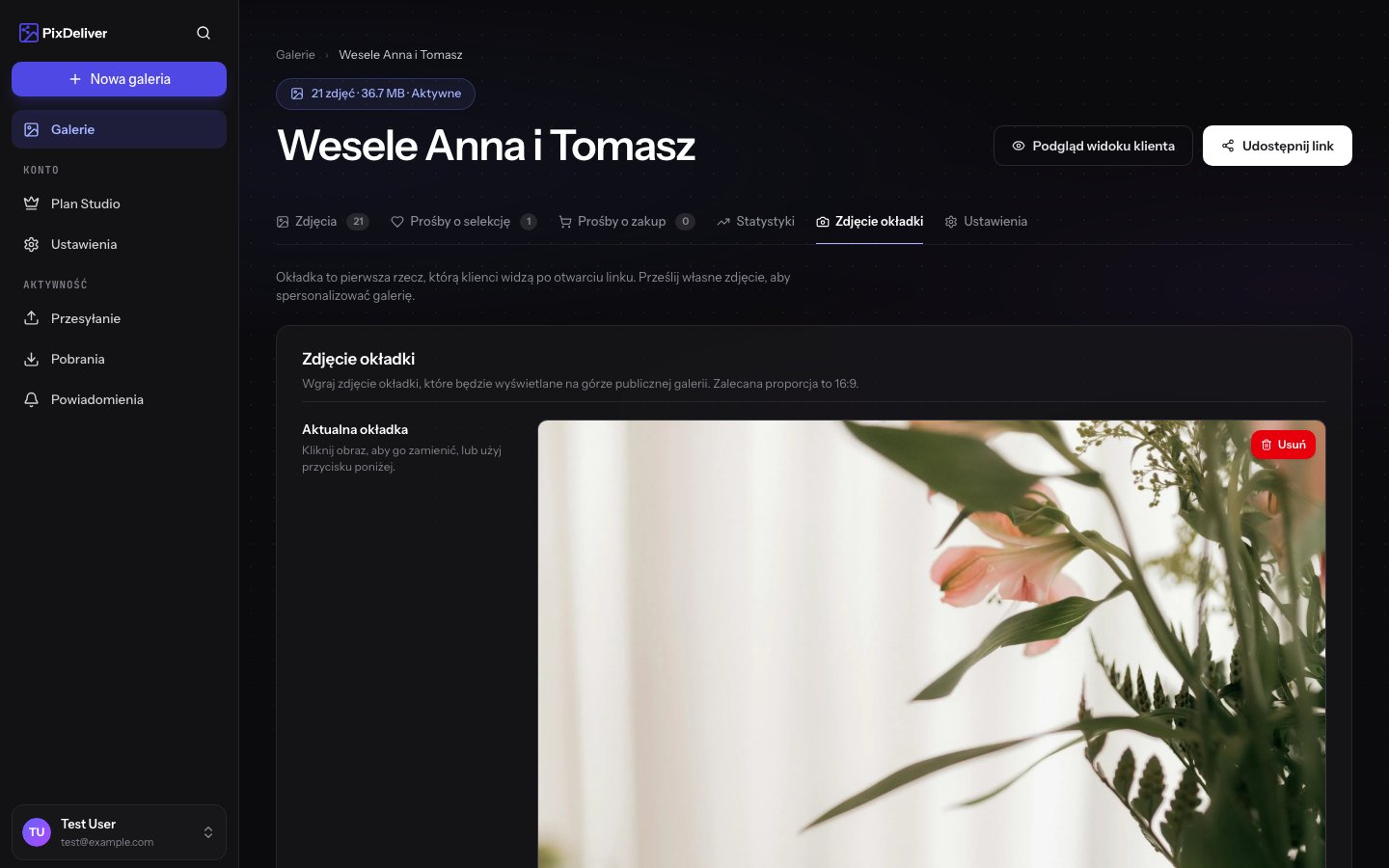 Wybór zdjęcia okładki galerii