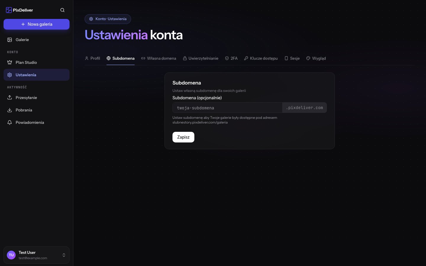 Konfiguracja własnej subdomeny