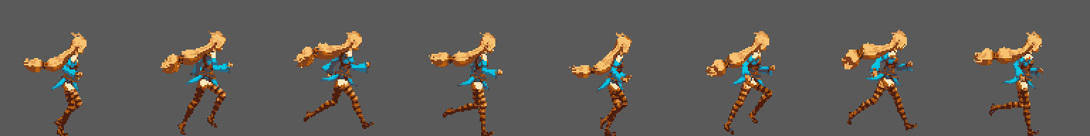 The eight frames of a saved GIF of a running character