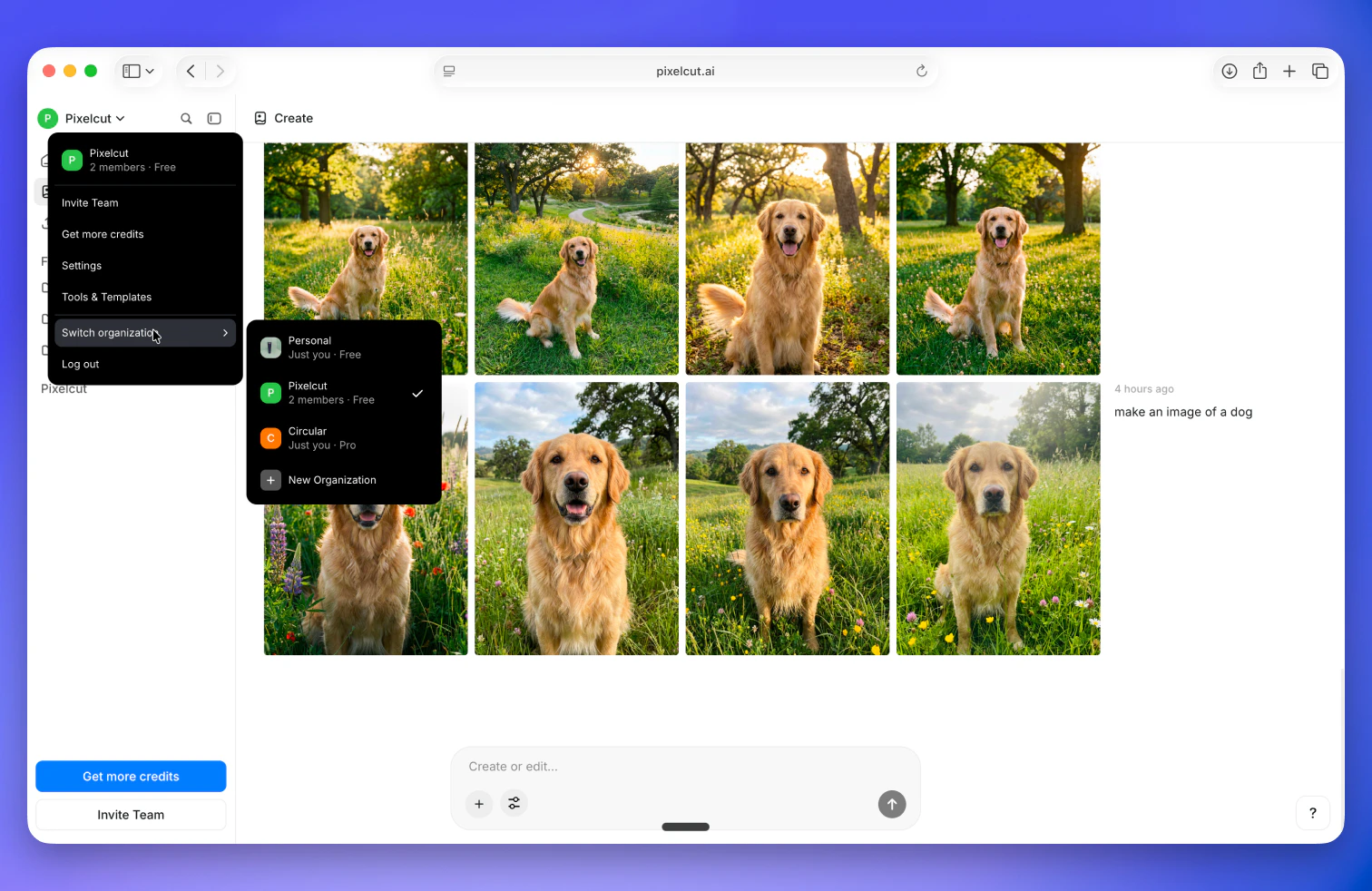Organization switcher