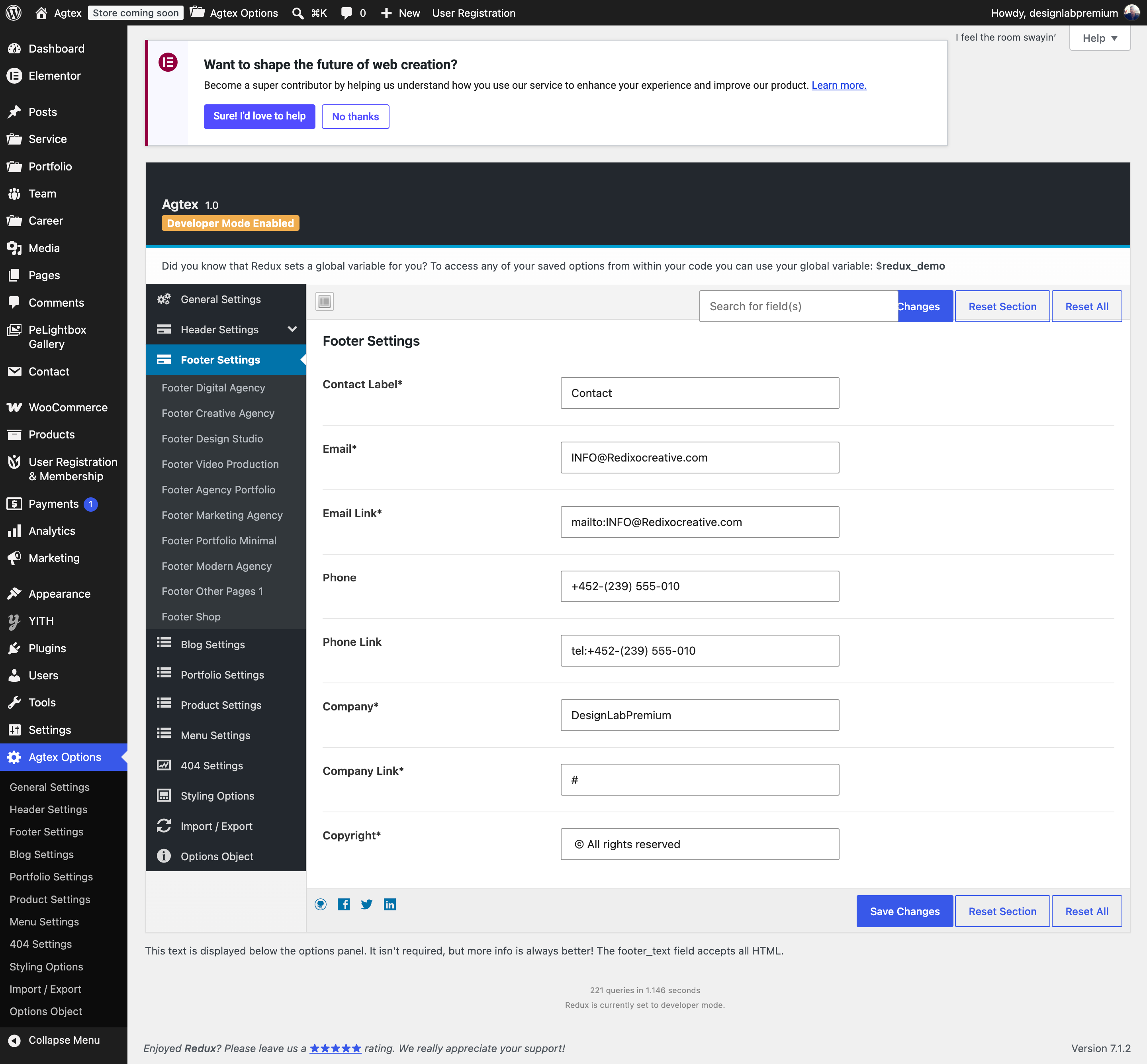 Footer Option