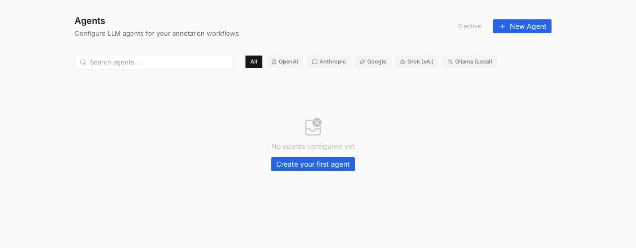 PixlHub Agents page with OpenAI, Anthropic, Google, Grok and Ollama provider filters