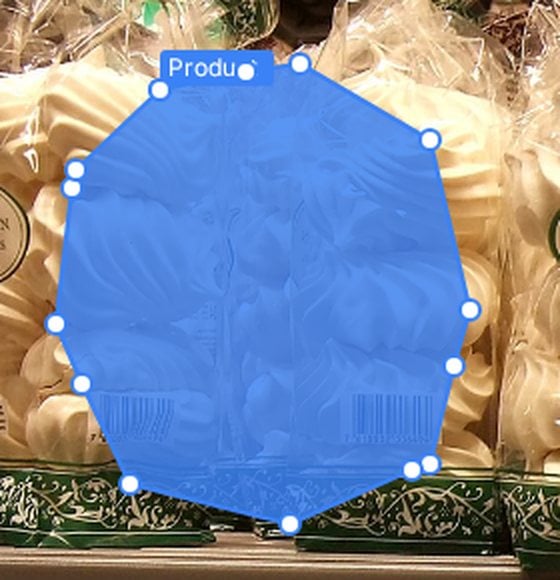 Zoomed view of a freeform annotation with vertex handles in PixlHub