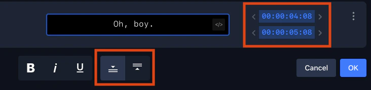 Adjusting subtitle timing and position with the aspect-ratio dropdown